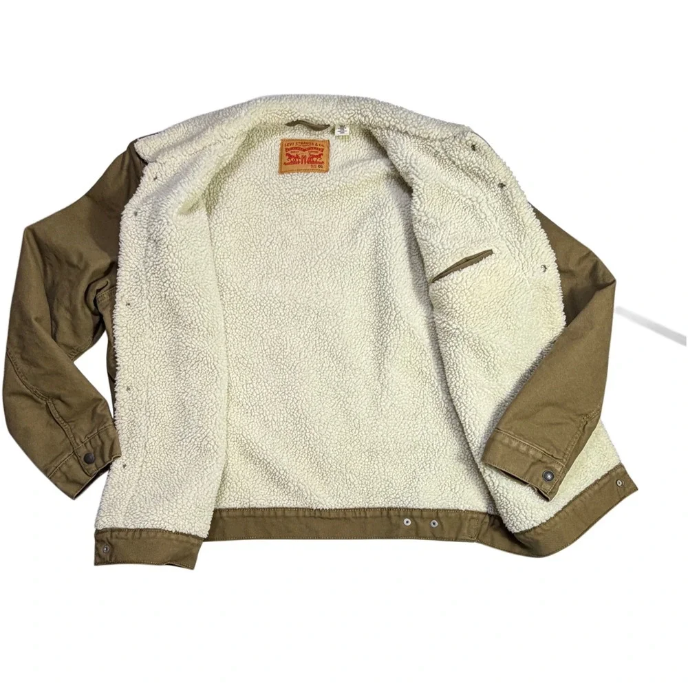 Levi's Type III Sherpa Trucker Jacket XXL Cougar Brown Canvas Workwear